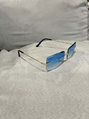 Women Trendy Square Rimless Sunglasses Men Vintage Small Rectangle Sun Glasses